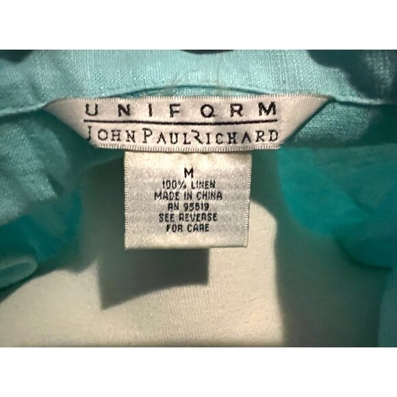 Uniform by John Paul Richard Vintage Linen Cropped Button Down Blouse Sz Medium - Picture 4 of 6